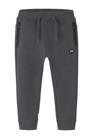 slim fit joggingbroek donkergrijs melange