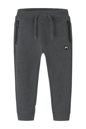 slim fit joggingbroek donkergrijs melange