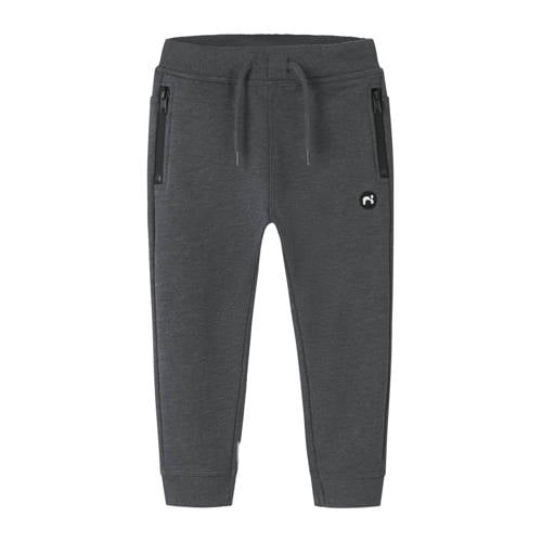 NAME IT MINI slim fit joggingbroek donkergrijs melange afbeelding