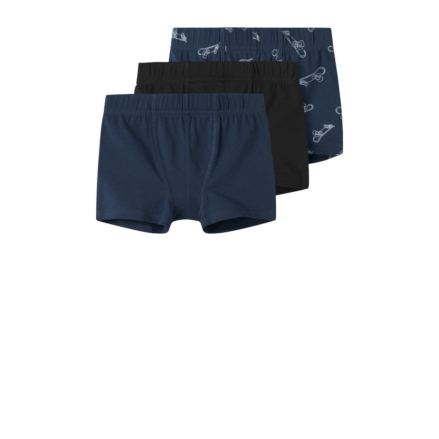 NAME IT MINI boxershort set van 3 donkerblauw zwart