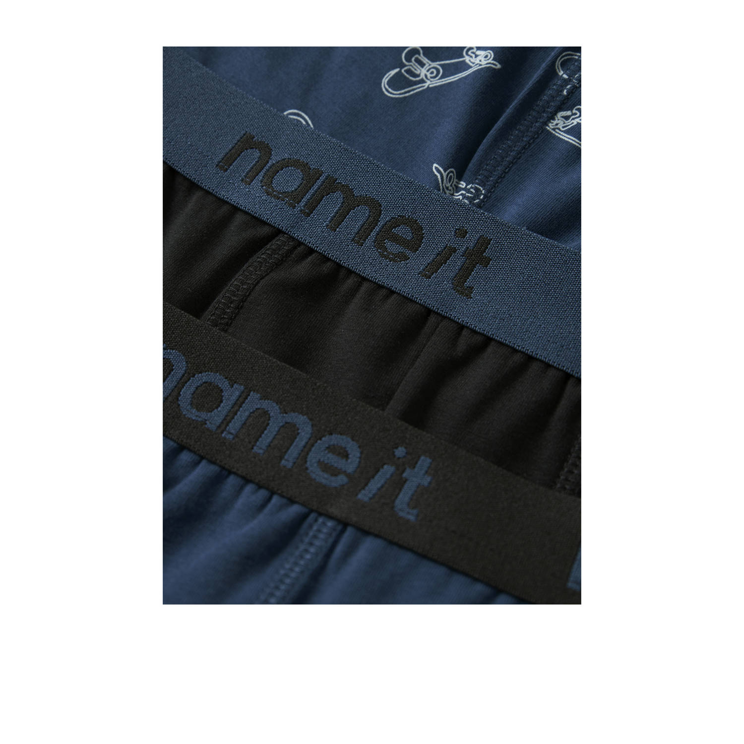 NAME IT KIDS boxershort set van 3 donkerblauw zwart
