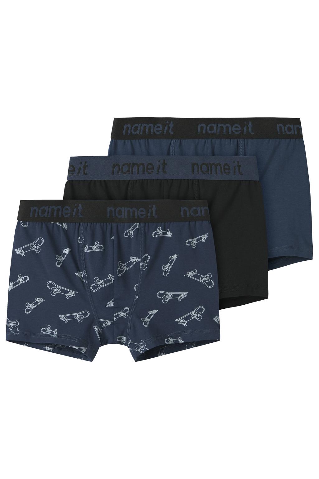 NAME IT KIDS boxershort - donkerblauw/zwart (set van 3)