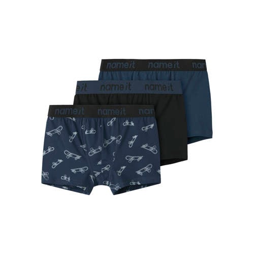 NAME IT KIDS boxershort - set van 3 donkerblauw/zwart afbeelding