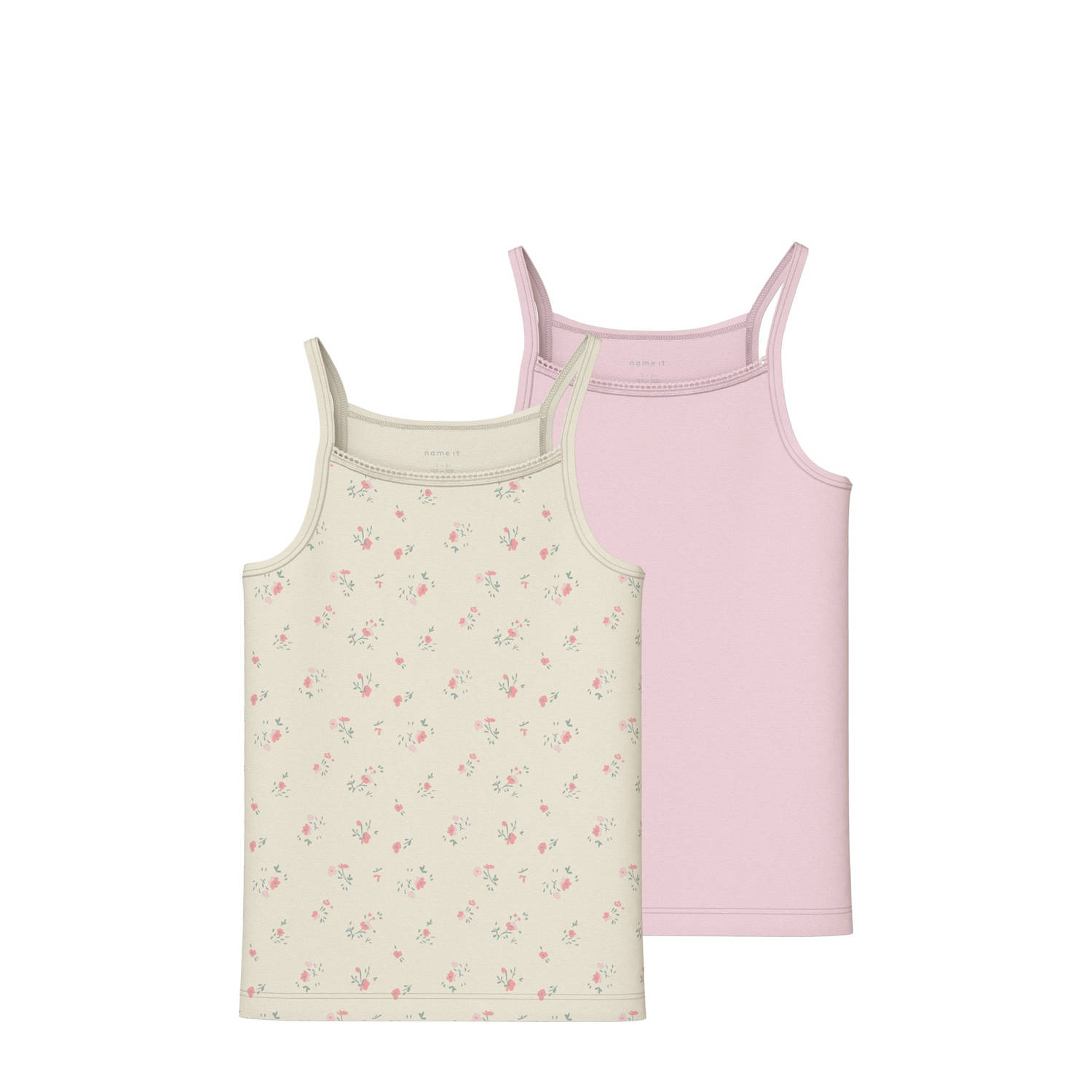 NAME IT KIDS hemd set van 2 ecru lichtroze