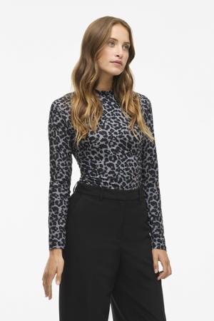 jersey top grijs met panterprint
