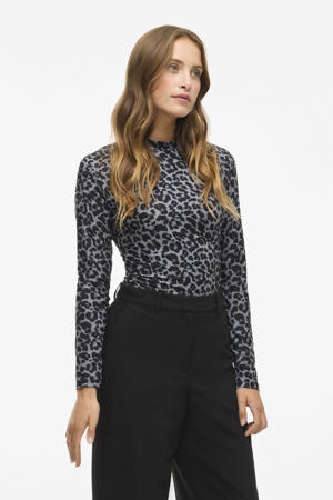 jersey top grijs met panterprint