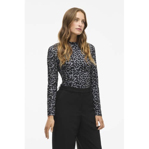 VILA jersey top grijs met panterprint afbeelding