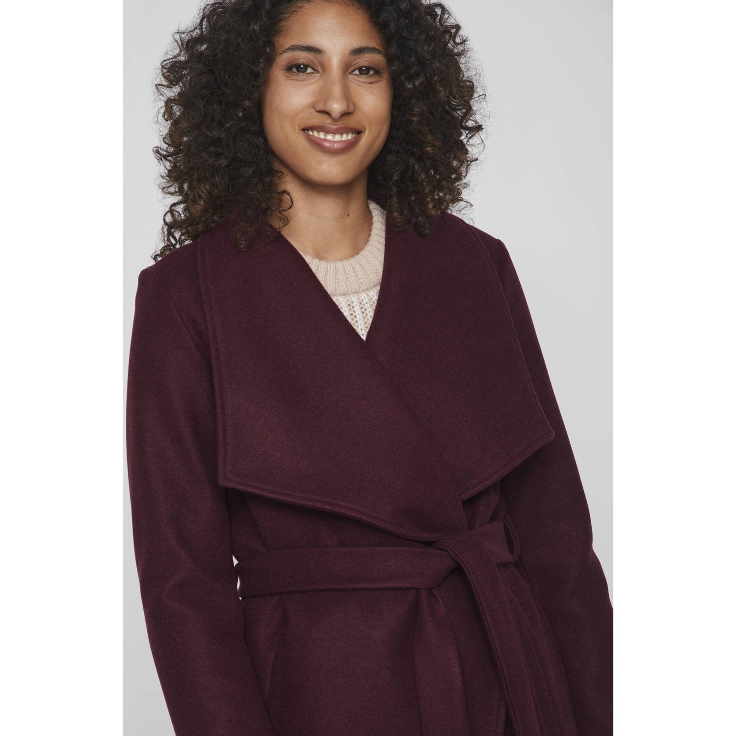 Vila Korte jas VICOOLEY COLLAR BELT COAT NOOS