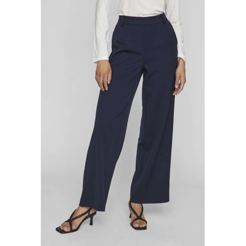 VILA wide leg high waist casual broek marine afbeelding