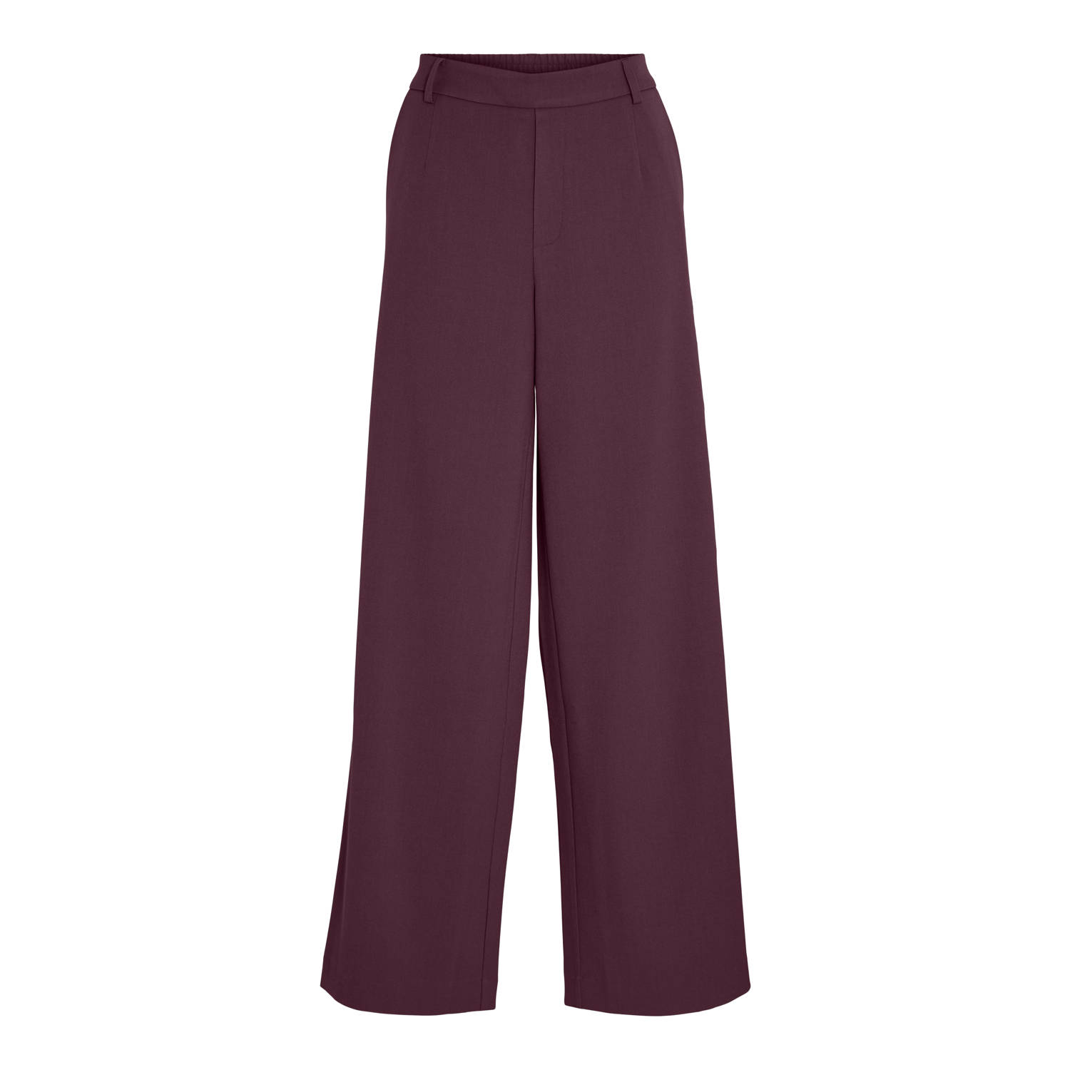 VILA wide leg high waist casual broek donkerrood