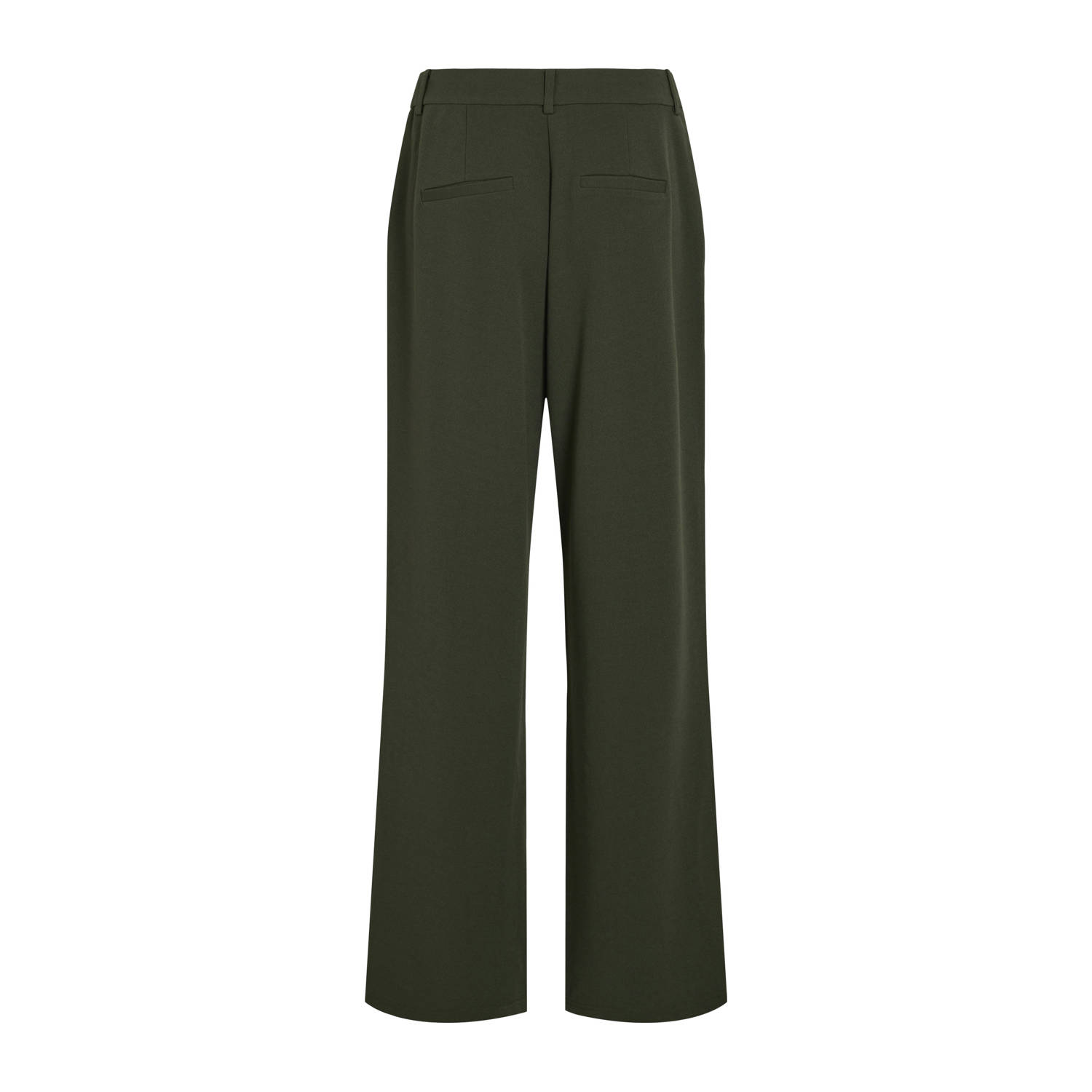 VILA straight high waist pantalon donkergroen