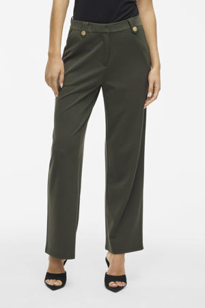 straight high waist pantalon donkergroen