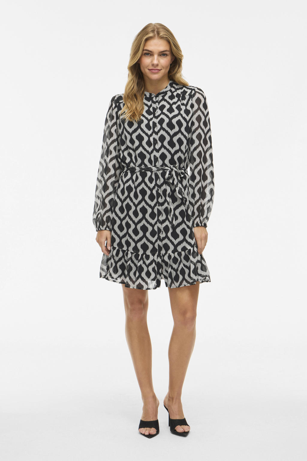 V-HALS MIDI JURK (Black) | ® Officiële Online Shop