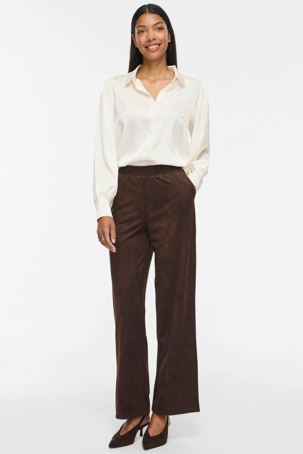 VILA satijnen blouse ecru