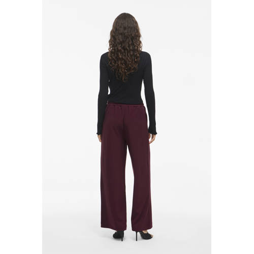 VILA wide leg high waist casual broek donkerrood afbeelding