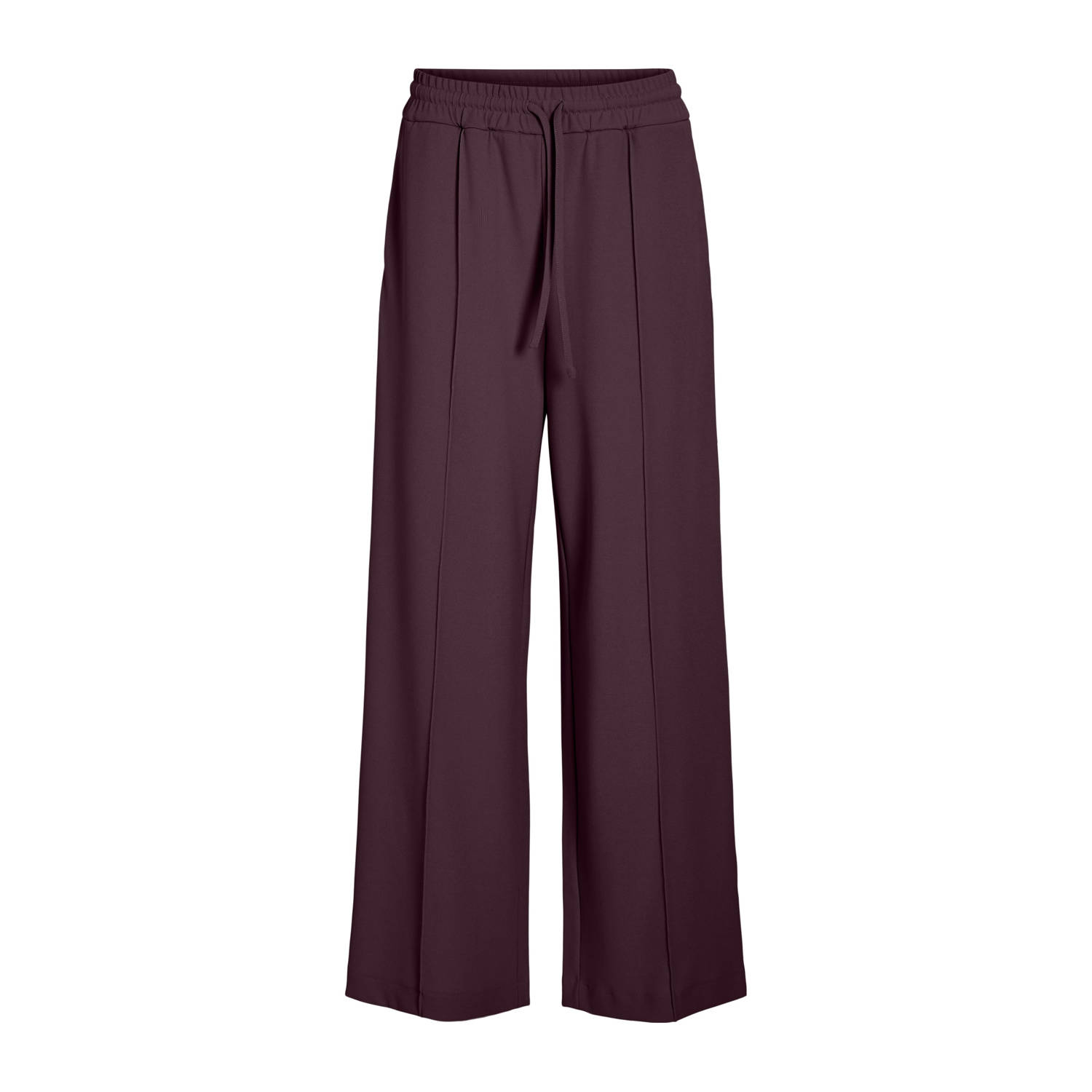 VILA wide leg high waist casual broek donkerrood