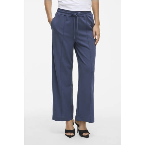 VILA wide leg high waist casual broek grijsblauw afbeelding