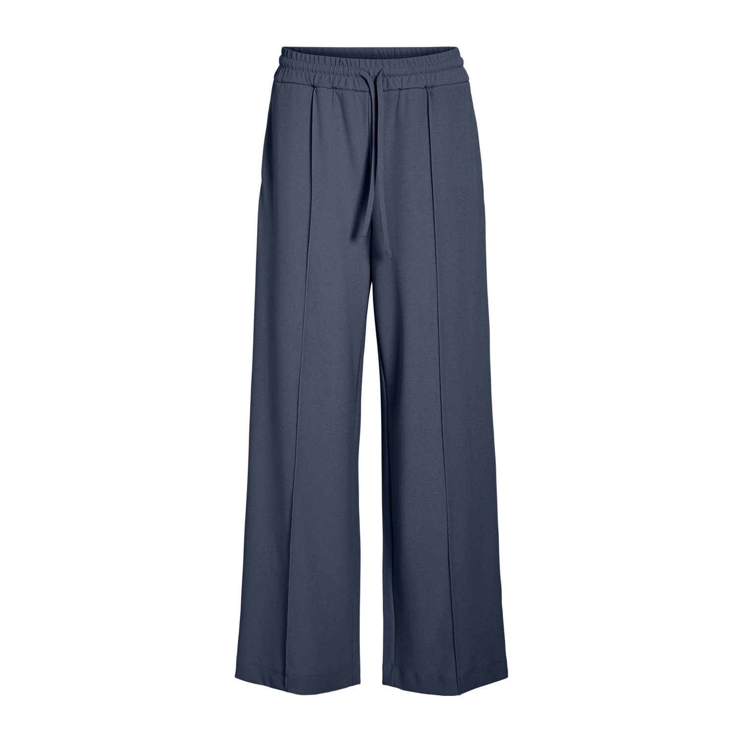 VILA wide leg high waist casual broek grijsblauw
