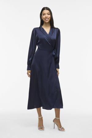 wikkel-/overslagjurk marineblauw