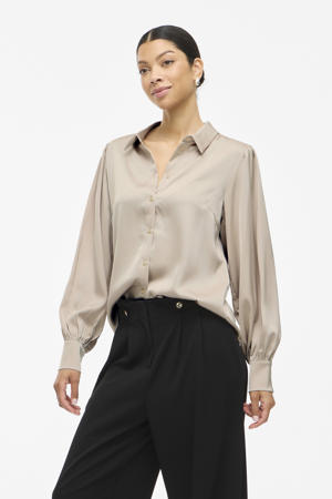 satijnen blouse zand