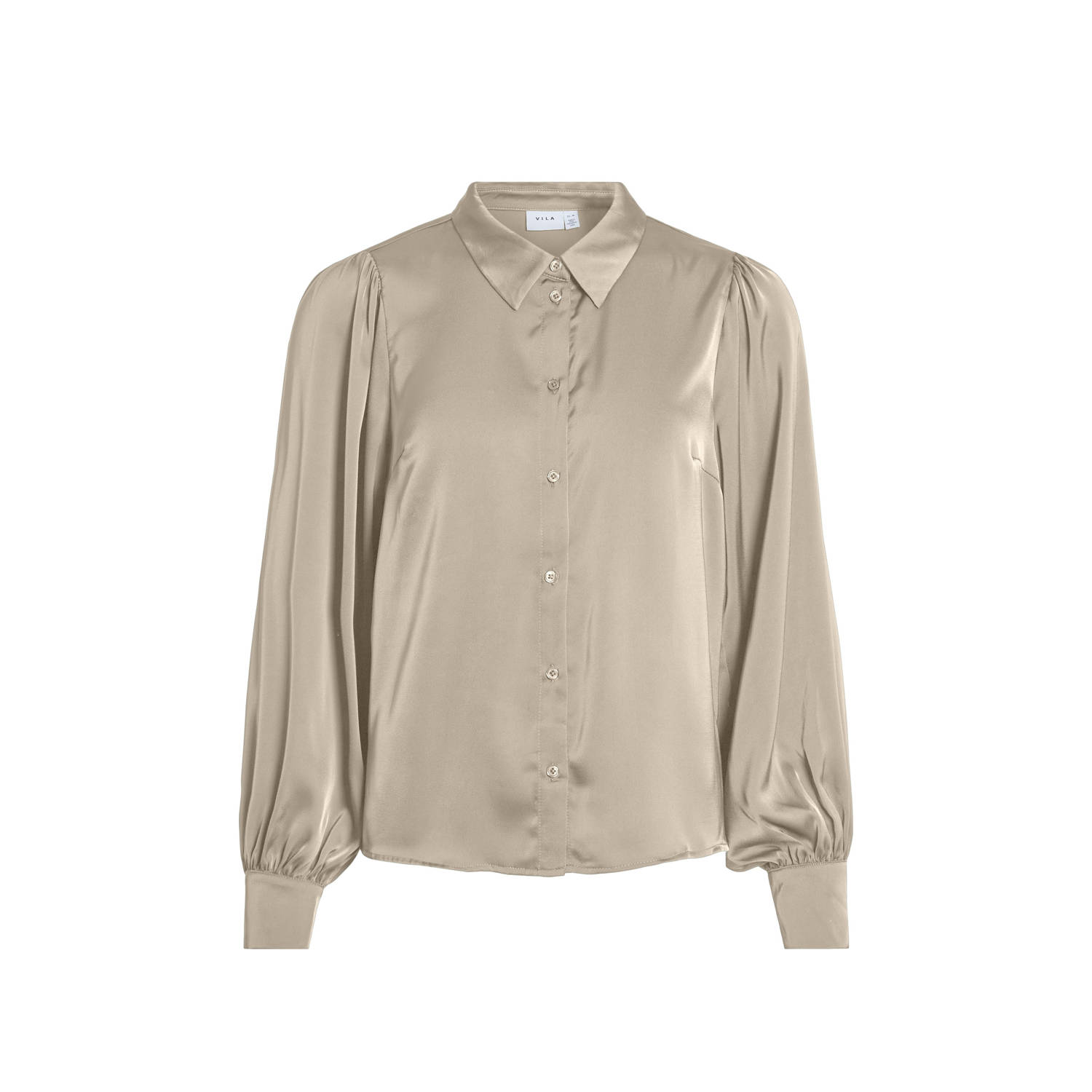 VILA satijnen blouse zand