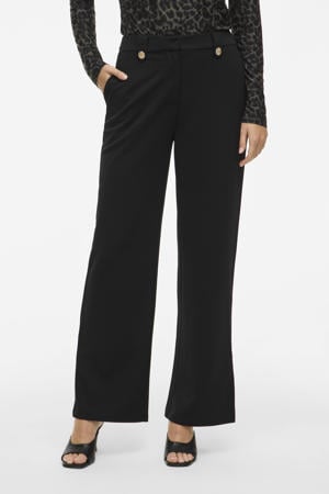 straight high waist pantalon zwart