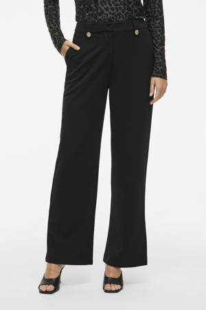 straight high waist pantalon zwart