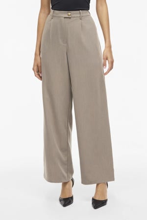 wide leg high waist pantalon taupe
