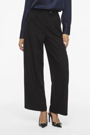 wide leg high waist pantalon zwart