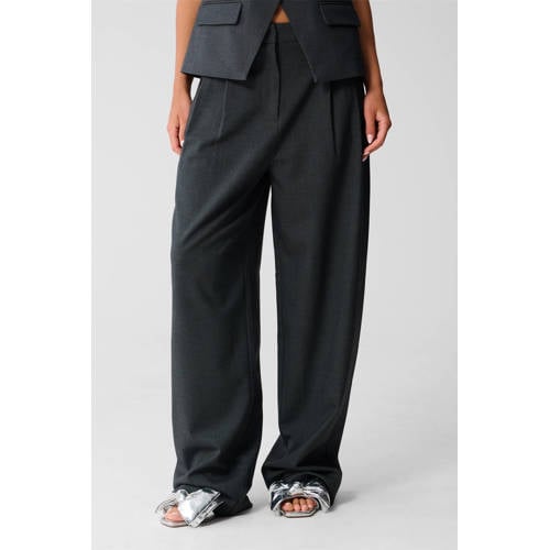 Shoeby wide leg high waist pantalon grijs afbeelding
