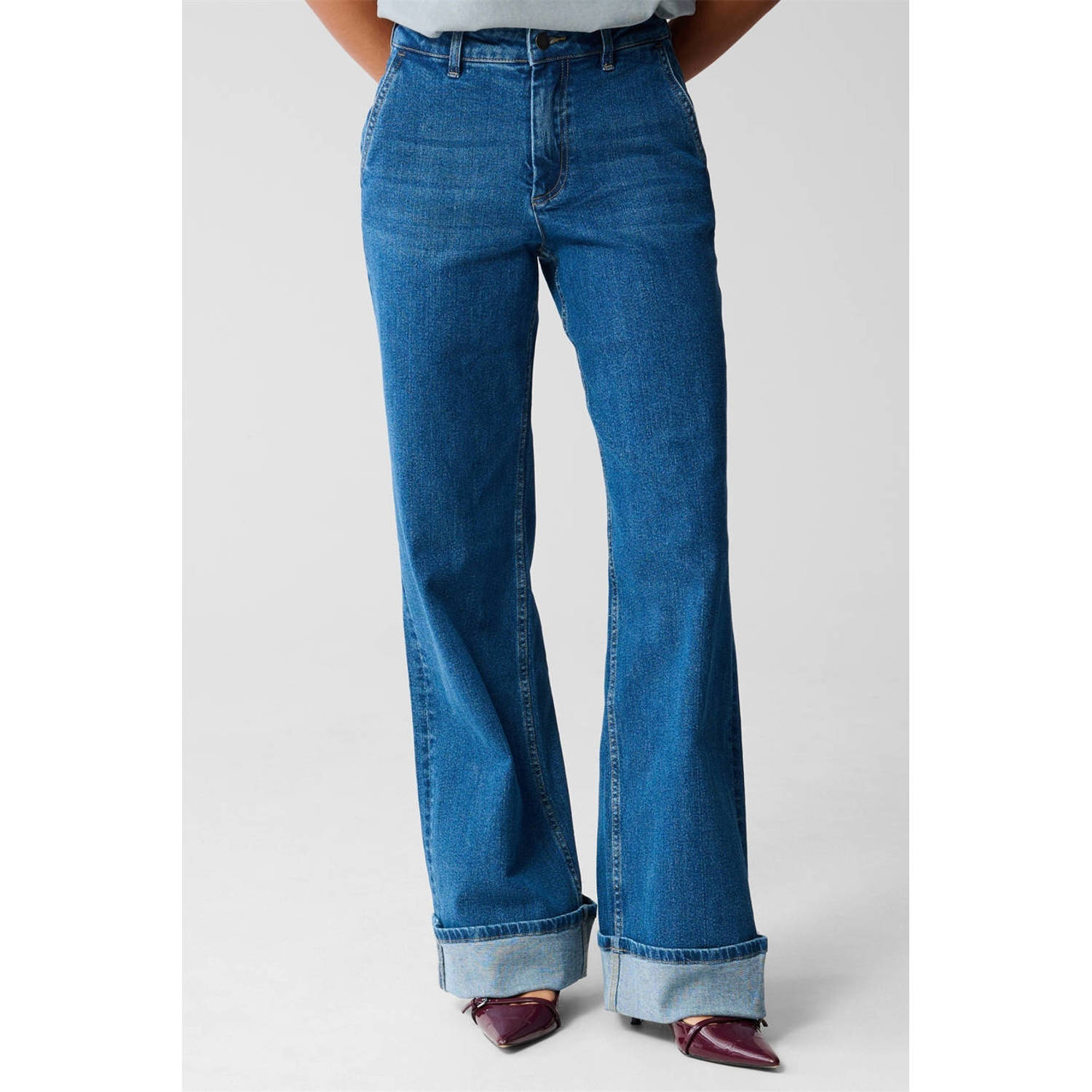 Shoeby high waist wide leg jeans medium blue denim