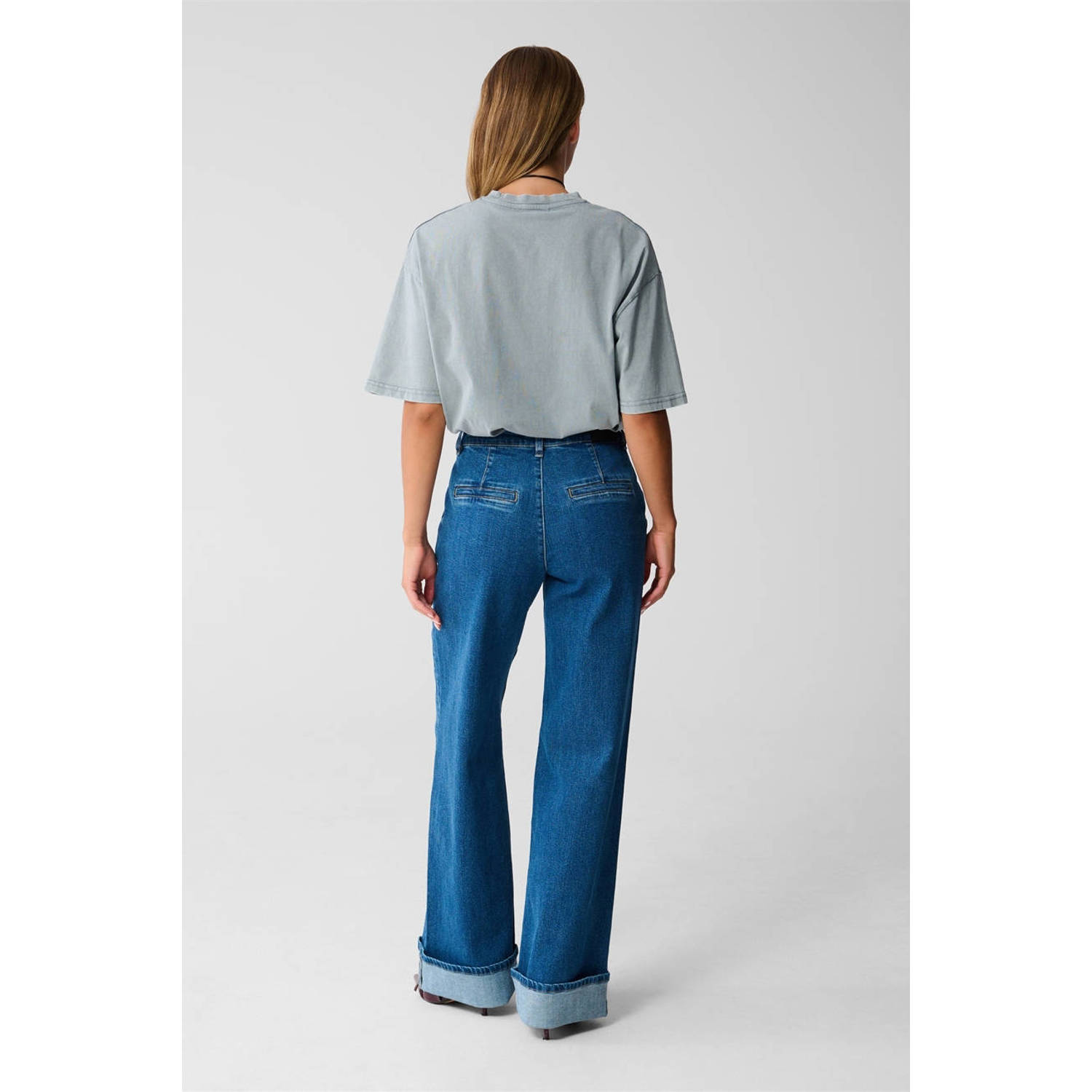 Shoeby high waist wide leg jeans medium blue denim