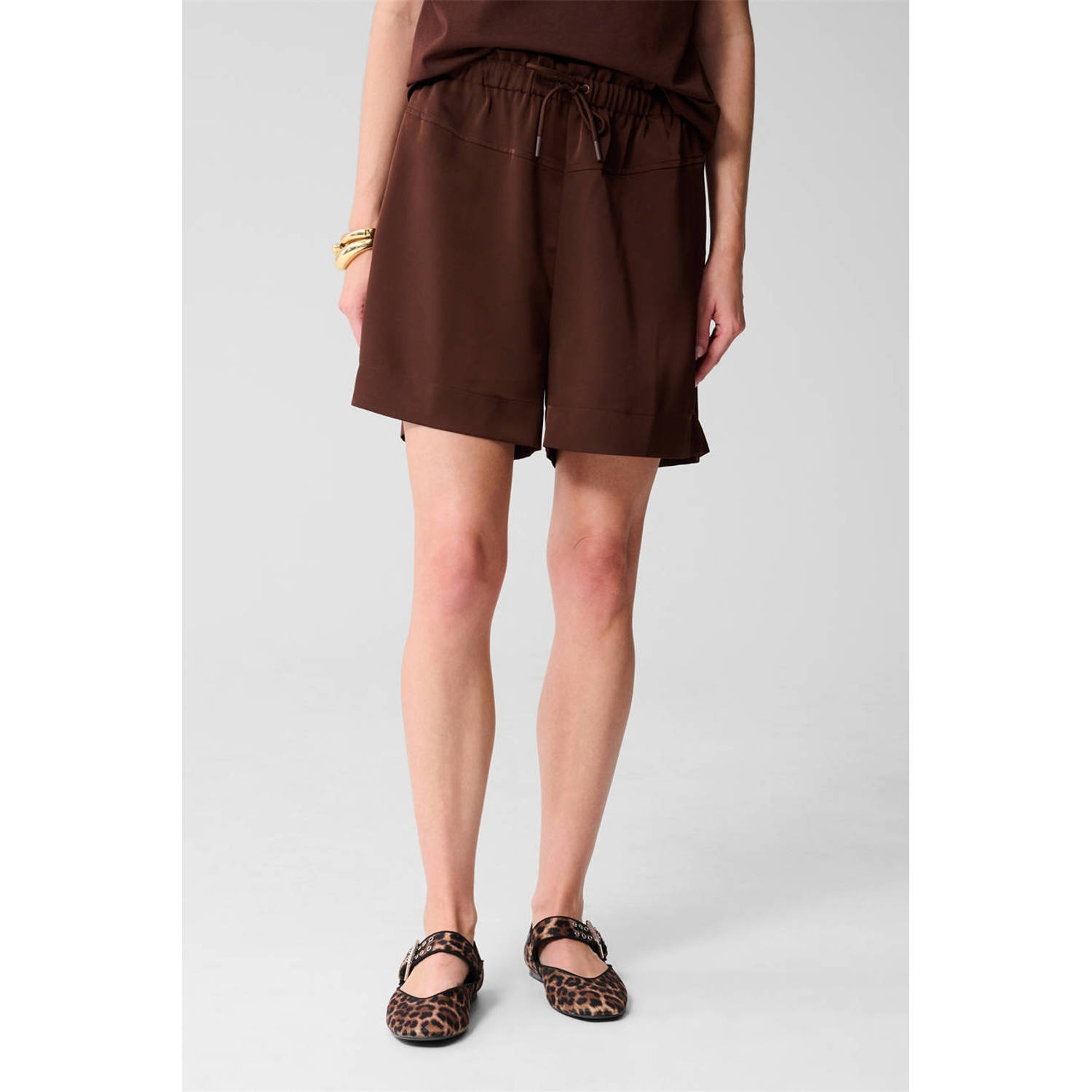 Shoeby regular high waist casual short donkerbruin