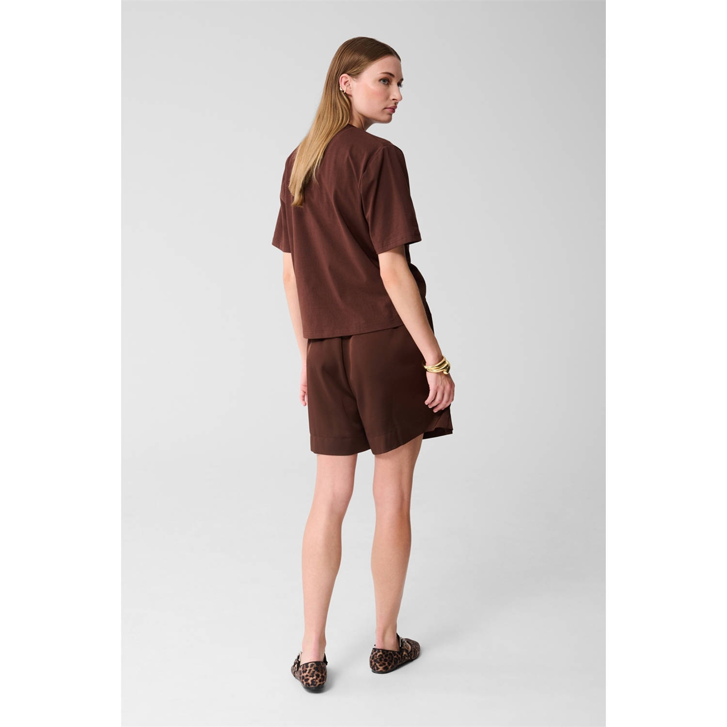 Shoeby regular high waist casual short donkerbruin