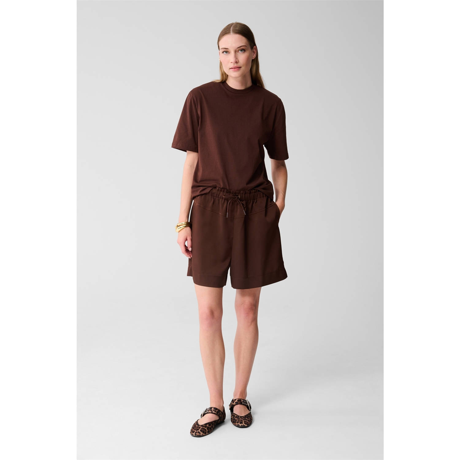 Shoeby regular high waist casual short donkerbruin