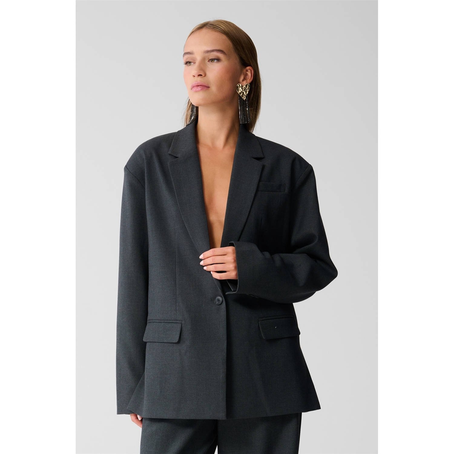 Shoeby oversized blazer grijs