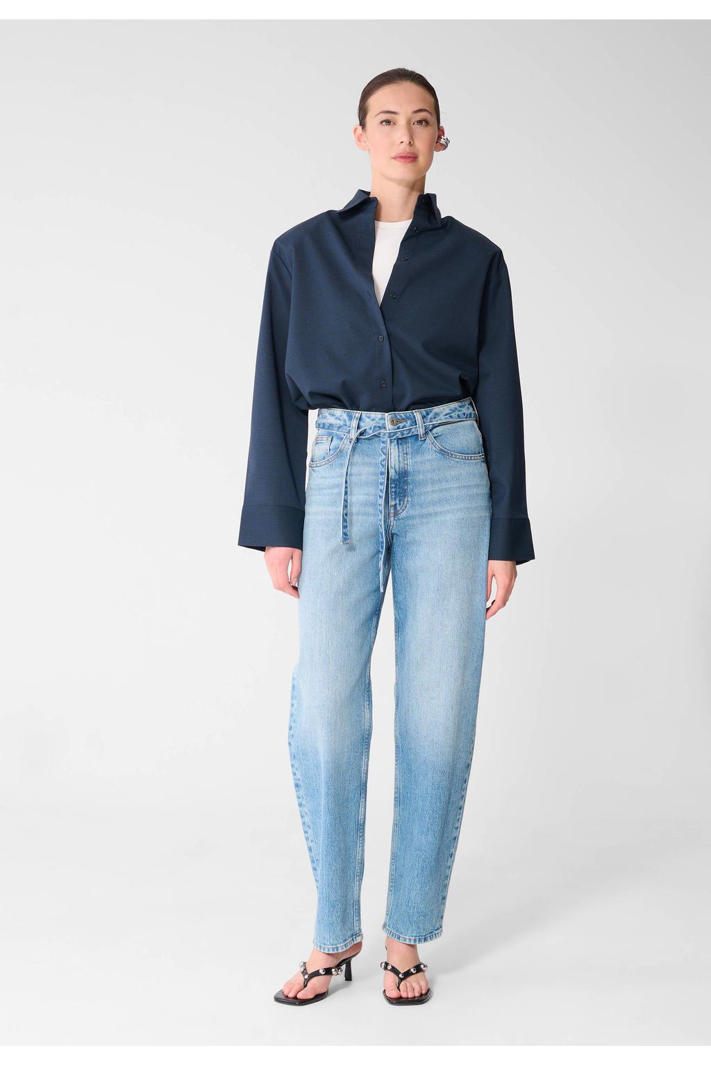Shoeby high waist barrel jeans medium blue denim