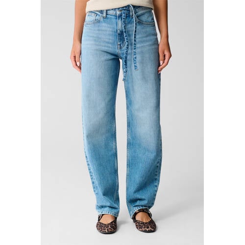 Shoeby high waist barrel jeans medium blue denim afbeelding