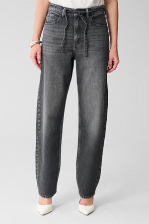 high waist barrel jeans grey denim