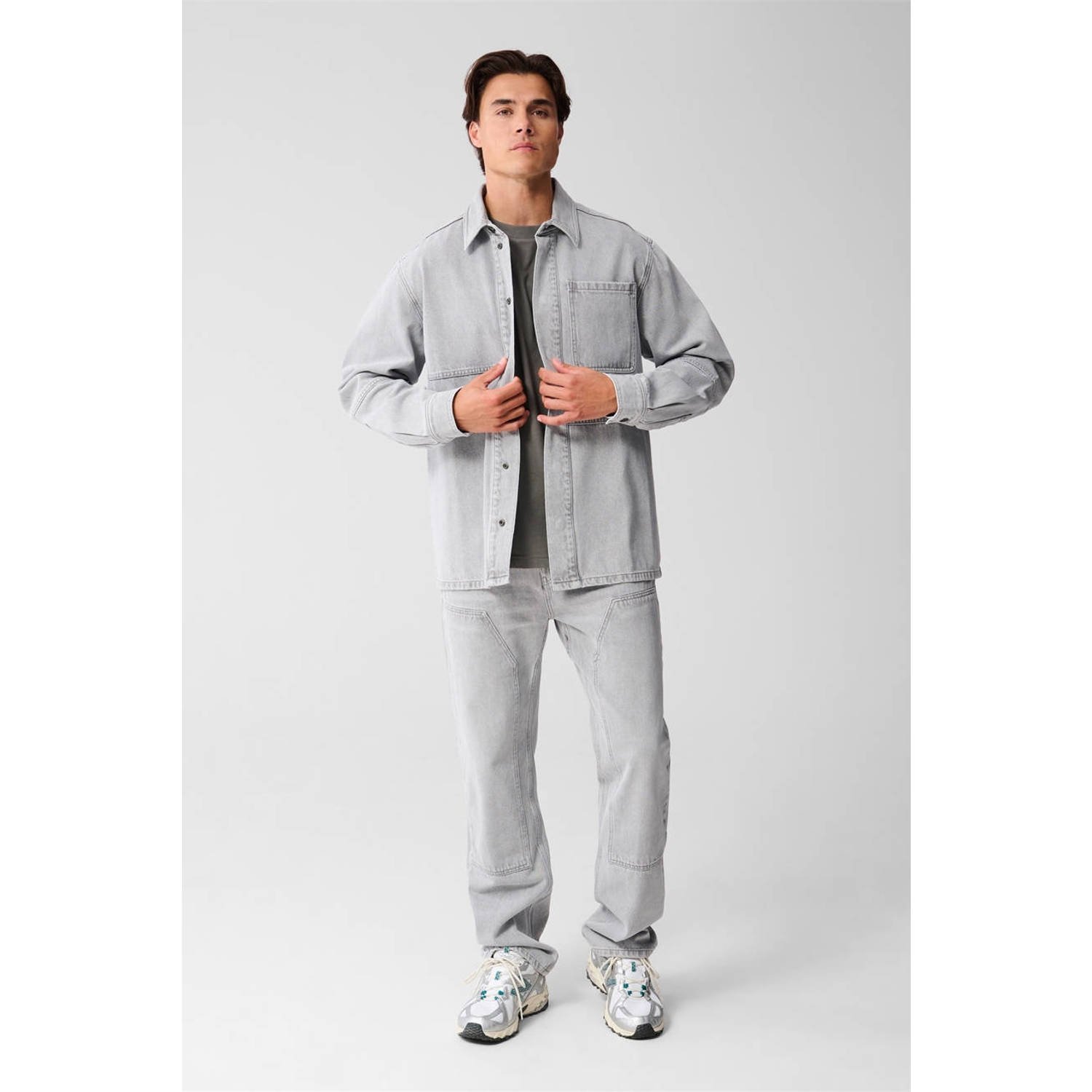 Shoeby tapered loose fit jeans lichtgrijs
