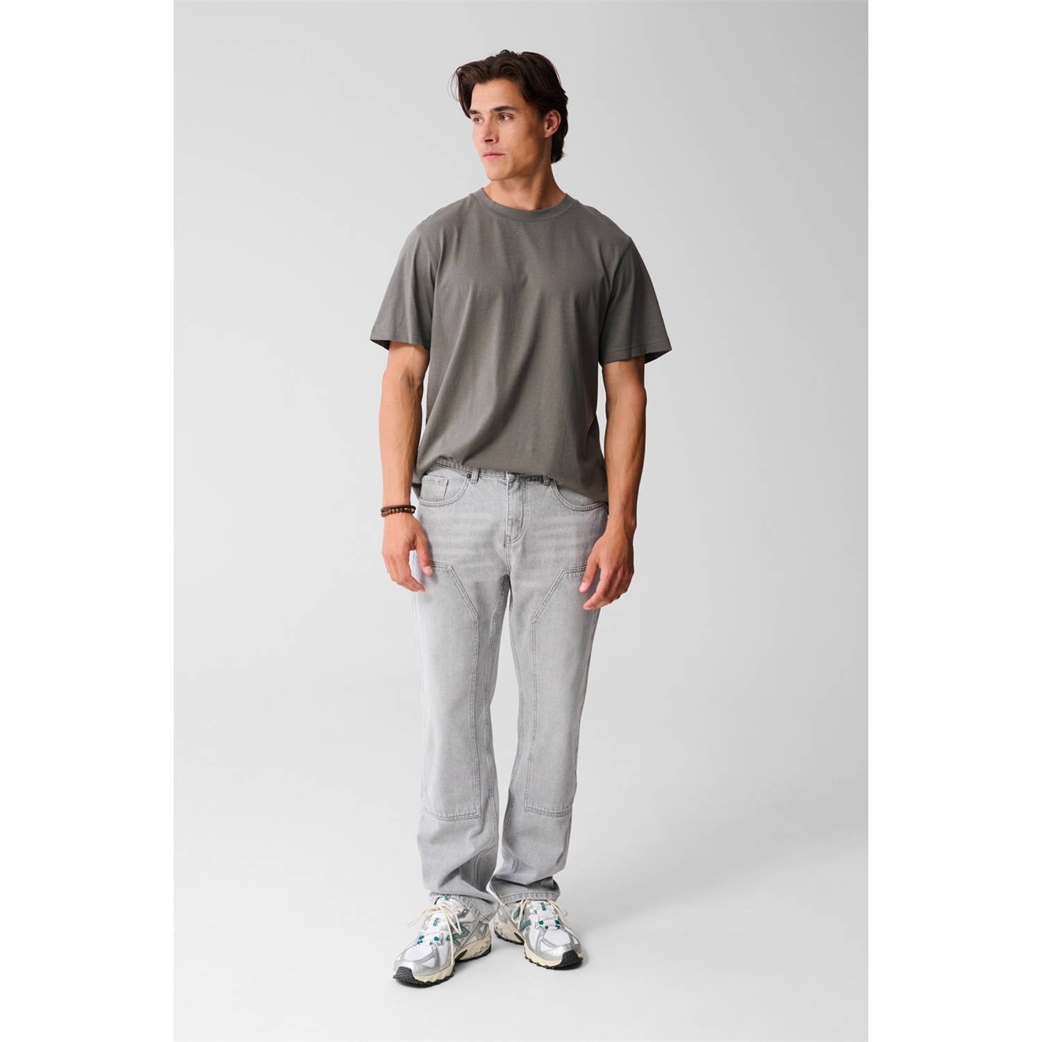 Shoeby tapered loose fit jeans lichtgrijs