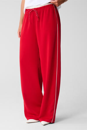 wide leg high waist broek rood