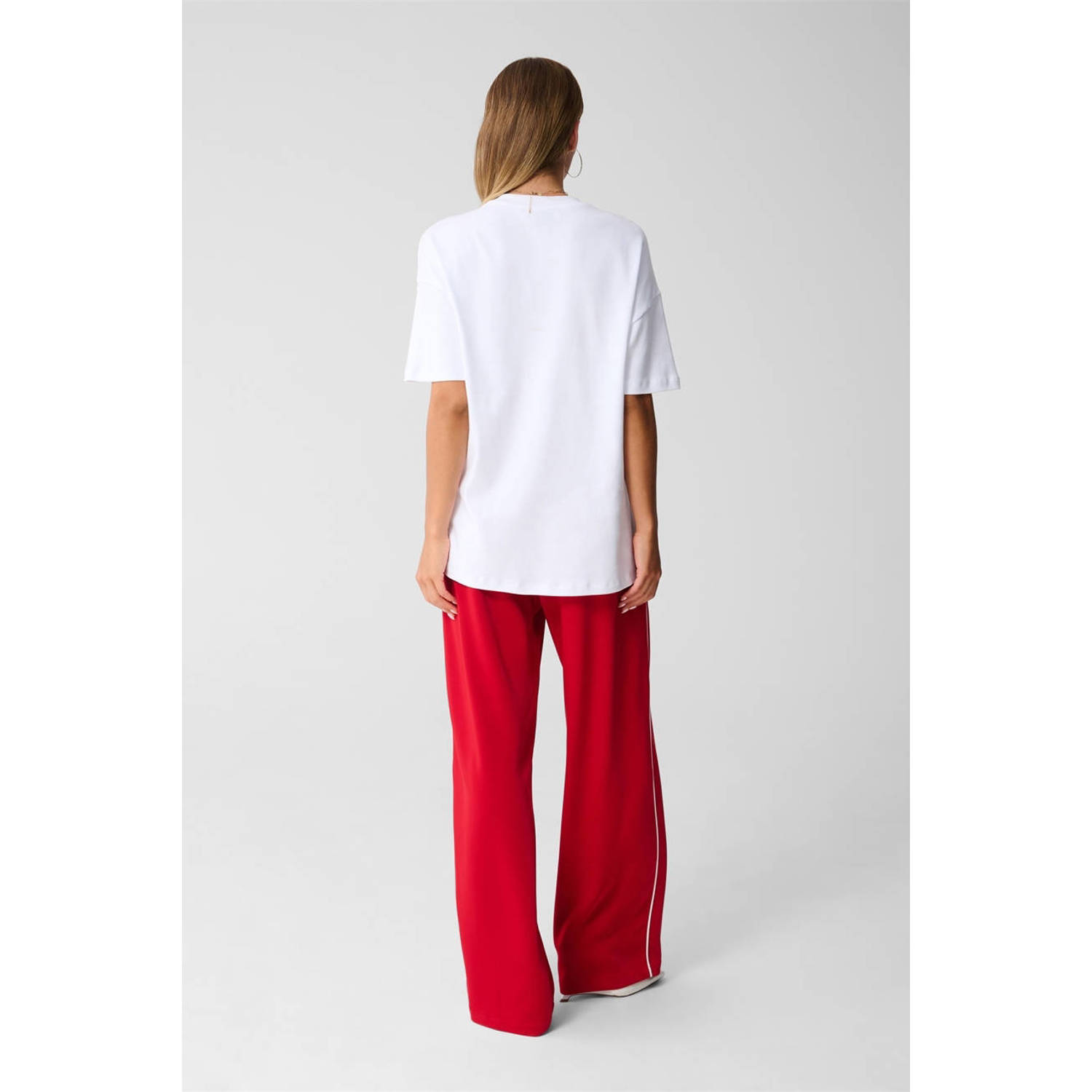 Shoeby wide leg high waist broek rood