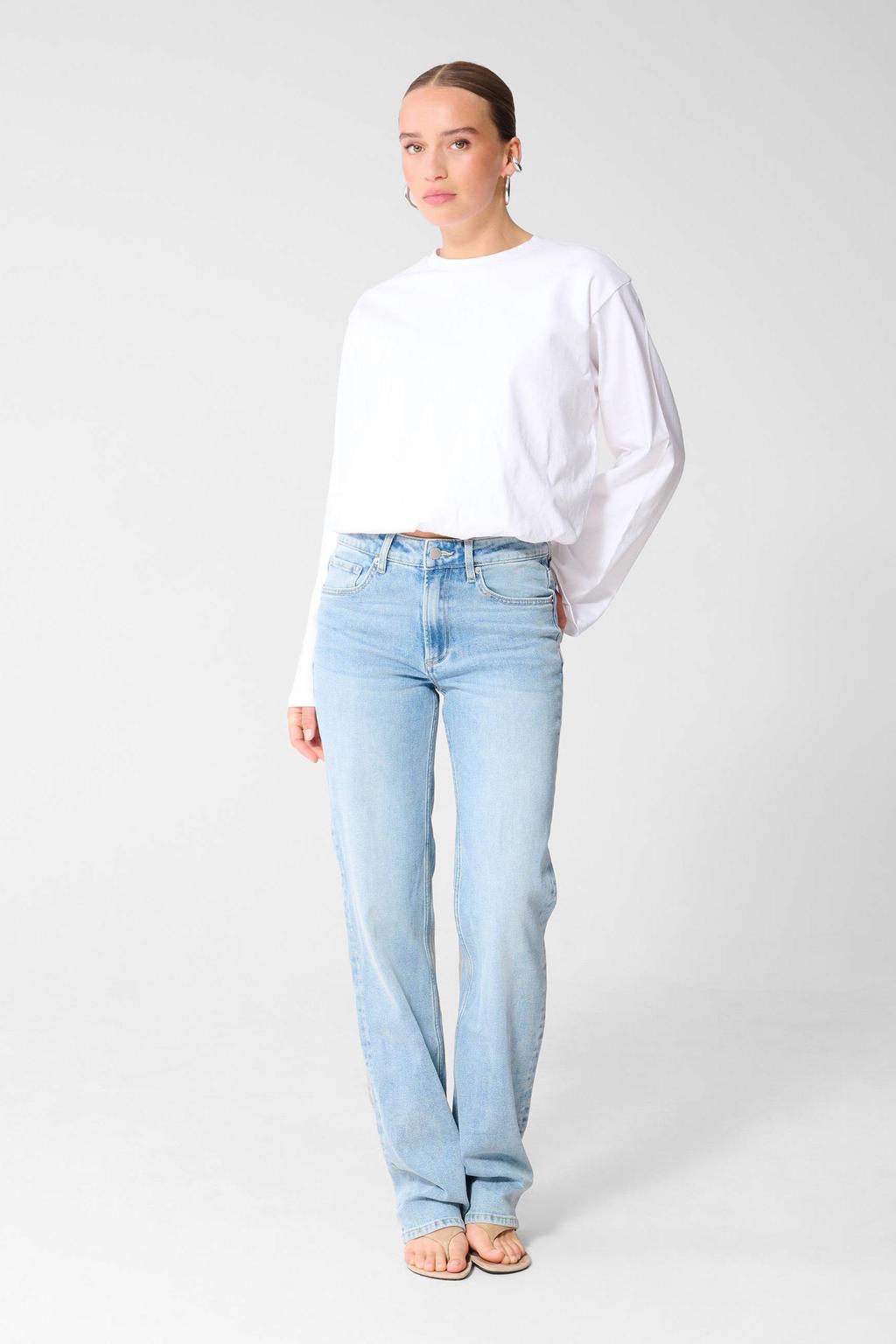Shoeby high waist straight leg jeans medium blue denim extra lang