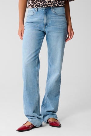 high waist straight leg jeans medium blue denim extra lang