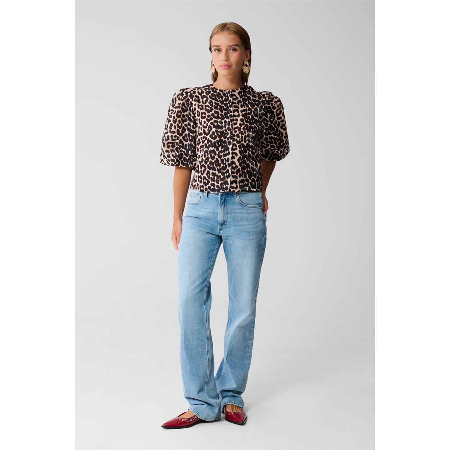 Shoeby high waist straight leg jeans medium blue denim