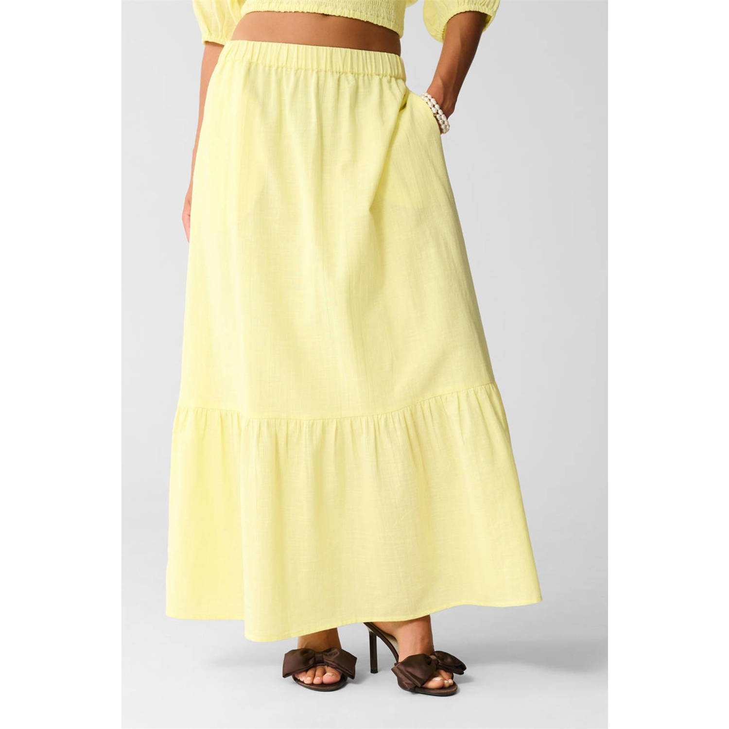 Shoeby maxi rok lichtgeel