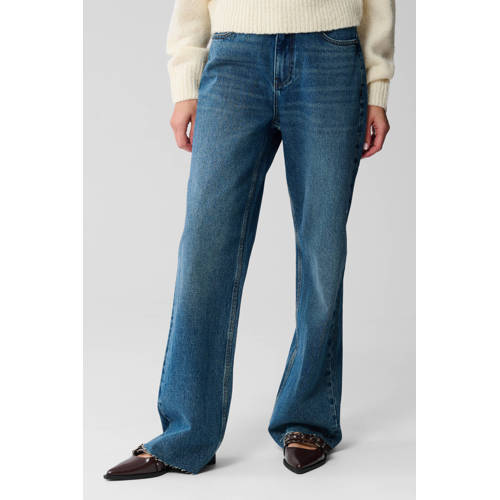 Shoeby high waist wide leg jeans medium blue denim extra lang afbeelding