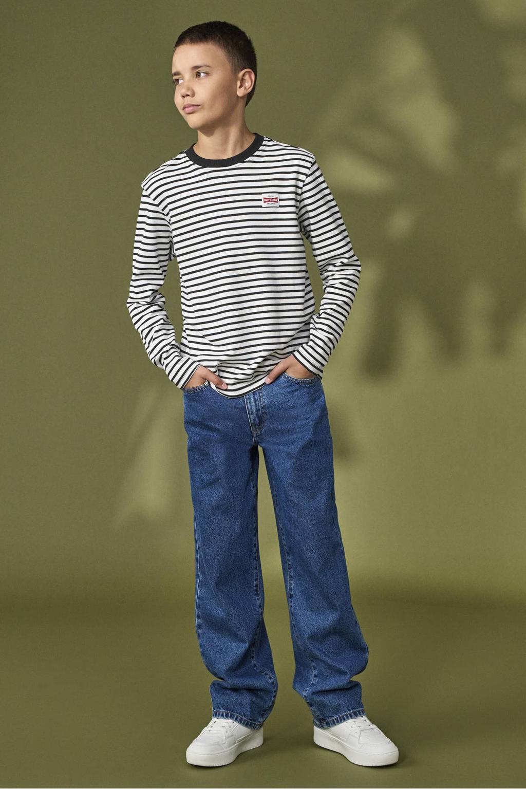 Medium blue denim jongens ONLY & SONS JUNIOR loose fit jeans van denim met regular waist en effen
