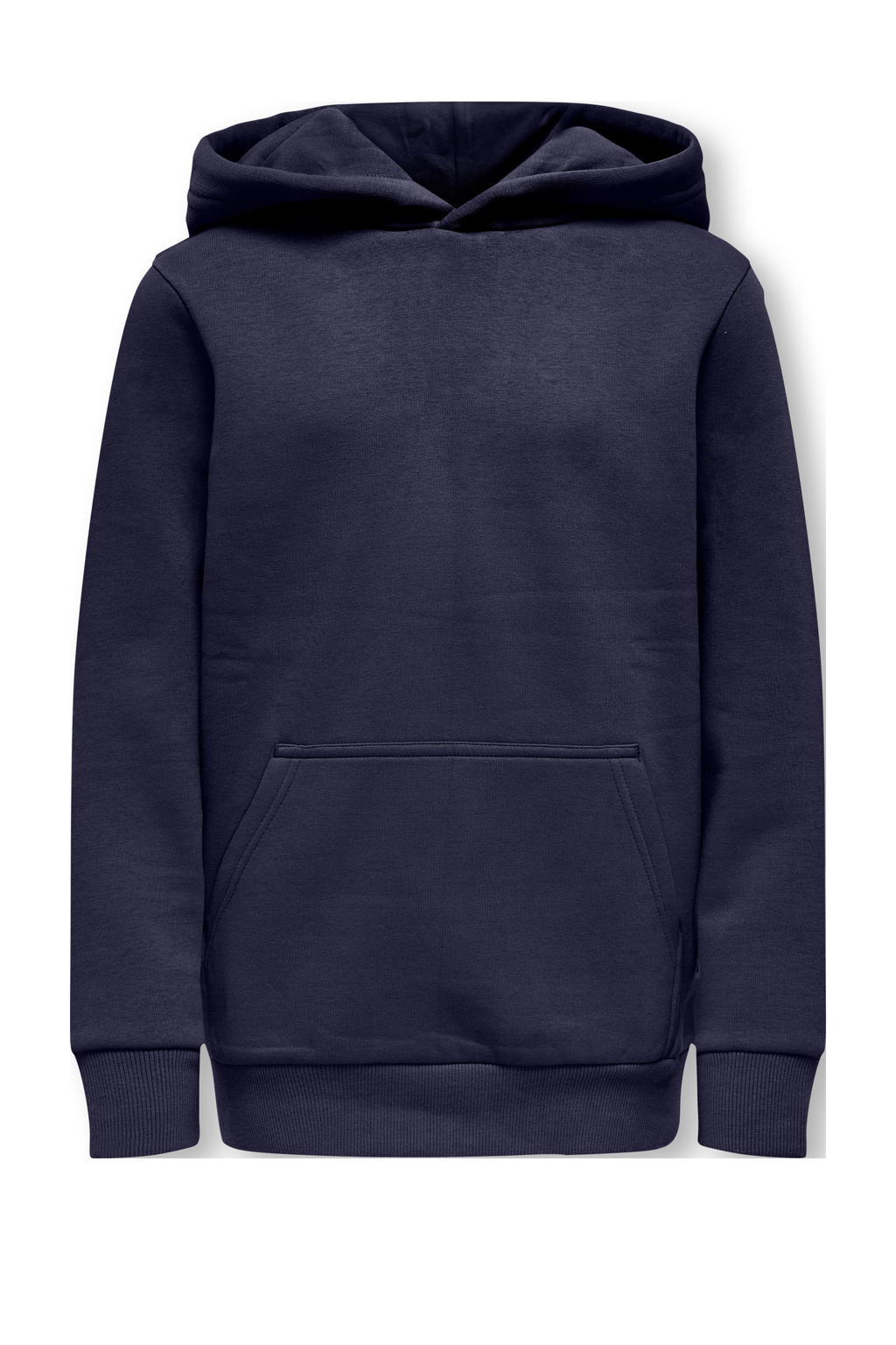 Donkerblauwe jongens ONLY & SONS JUNIOR hoodie van katoen met effen, lange mouwen en capuchon